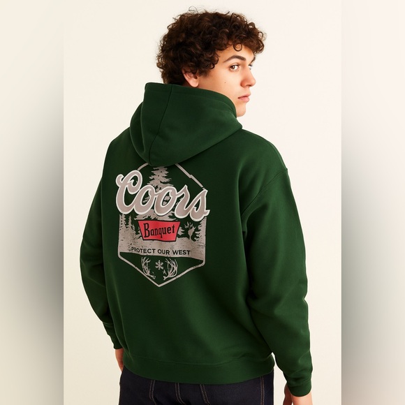Men’s Green Hoodie Coors Sweatshirt Size 3xL - Picture 1 of 7